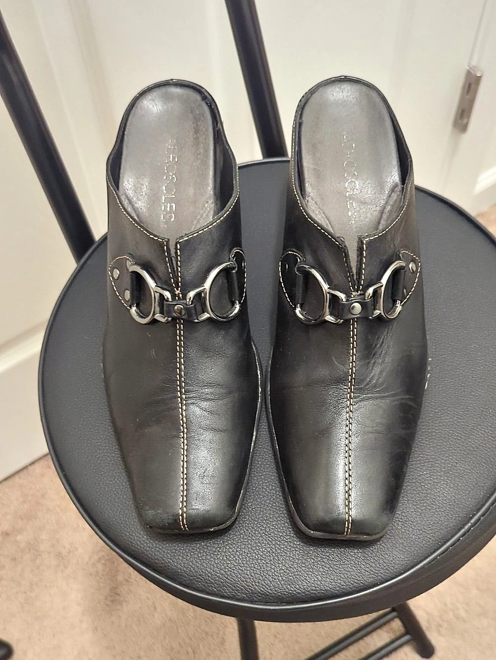 Womens Aerosoles Black Bit Mules